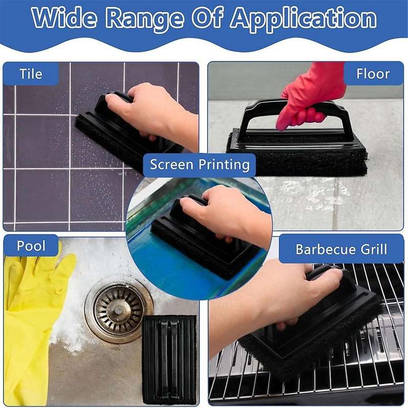 10 Pcs Screen Printing Scrub Pad,Screen Print Ink Scrub Cleaner Brush with Handle, Chemical Resistan