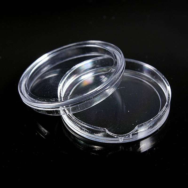 10 Pcs Small Round Transparent Plastic Coin Capsules Box 40mm