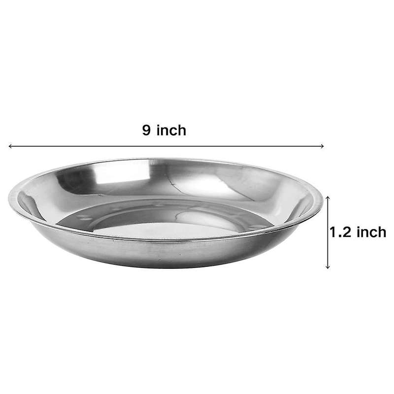 10 Pcs Stainless Steel Round Plates,9 Inch Dinner Plate Camping Plates Dishes for Home, Canteen, Out