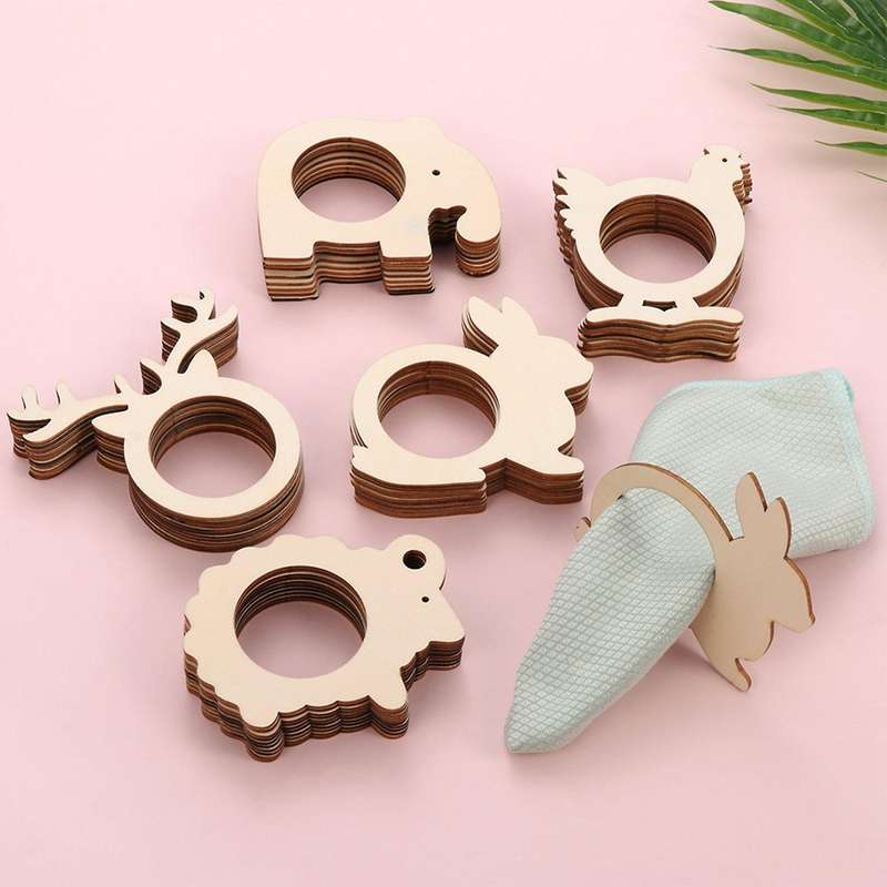 10 PCS Wooden Sheep Shape Napkin Holder Rings Towel Buckles Banquet Christmas Wedding Luncheons Din