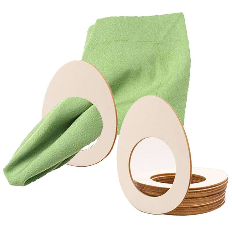 10 PCS Wooden Egg Shape Napkin Holder Rings Towel Buckles Banquet Christmas Wedding Luncheons Dinne