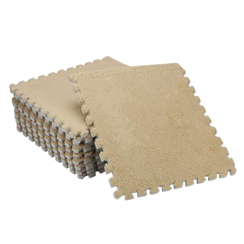 10 Piece Foam EVA Fuzzy Mat Flooring Fluffy Carpet Tiles for Kids - perfect for Nursery DCor, Baby