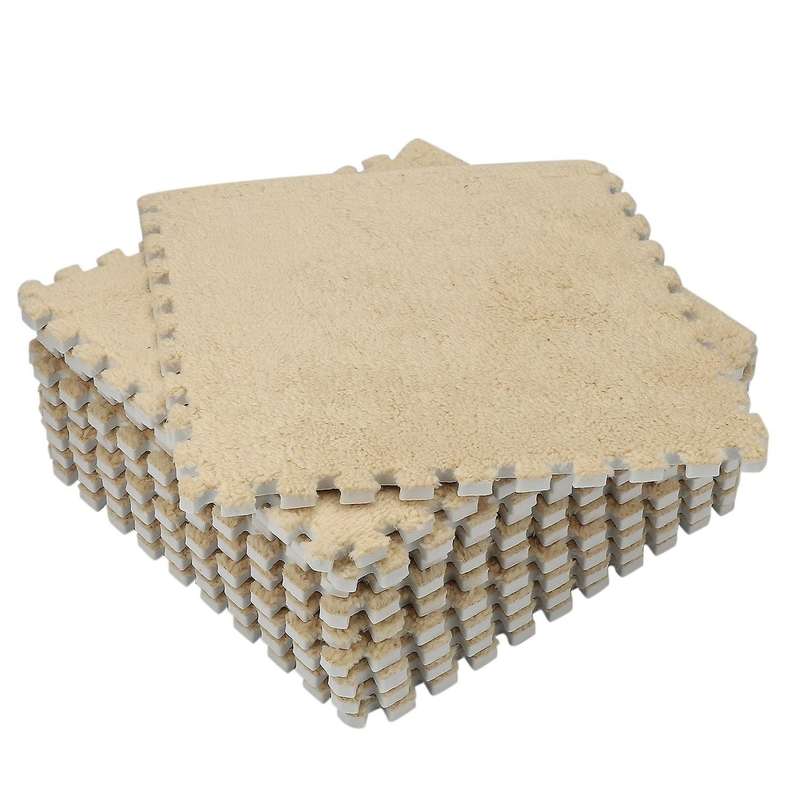 10 Piece Foam EVA Fuzzy Mat Flooring Fluffy Carpet Tiles for Kids - perfect for Nursery DCor, Baby