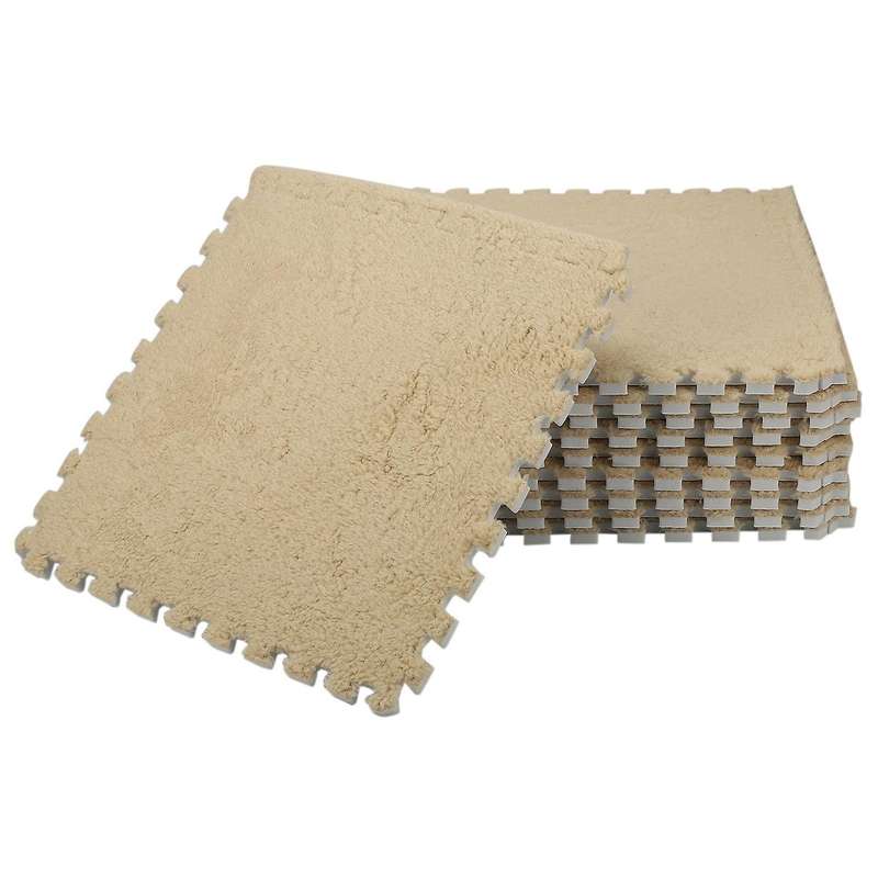 10 Piece Foam EVA Fuzzy Mat Flooring Fluffy Carpet Tiles for Kids - perfect for Nursery DCor, Baby