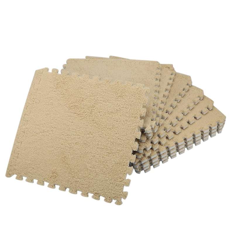 10 Piece Foam EVA Fuzzy Mat Flooring Fluffy Carpet Tiles for Kids - perfect for Nursery DCor, Baby
