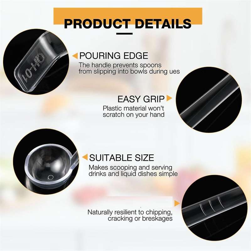 10 Pieces 7.8inch 1oz Clear Small Ladle Mini Ladle for Sauce Long Handle Plastic Punch Bowl Ladle Se