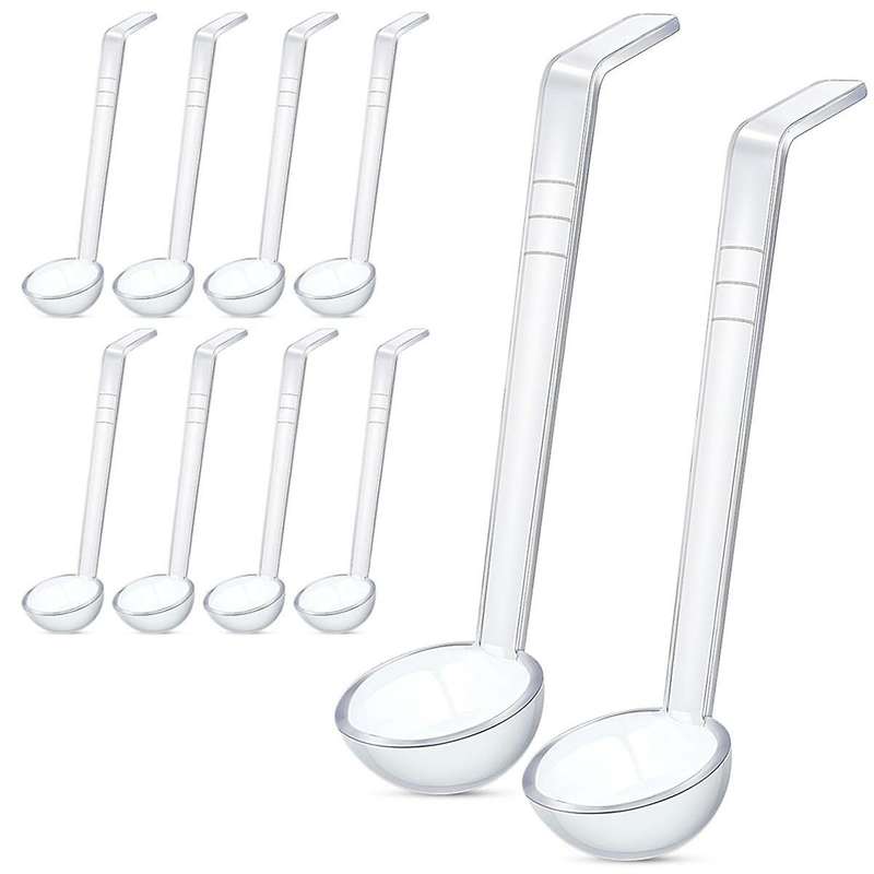 10 Pieces 7.8inch 1oz Clear Small Ladle Mini Ladle for Sauce Long Handle Plastic Punch Bowl Ladle Se