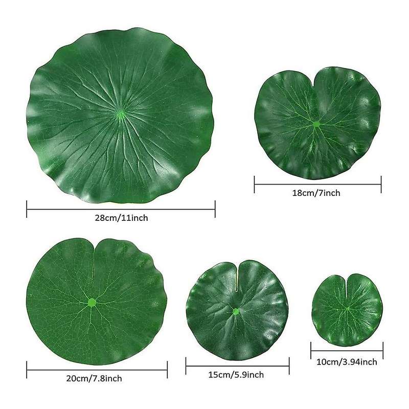 10 Pieces 5 Kinds Artificial Floating Foam Lotus Leaves Pads Artificial Foliage Pond Decor Compatibl