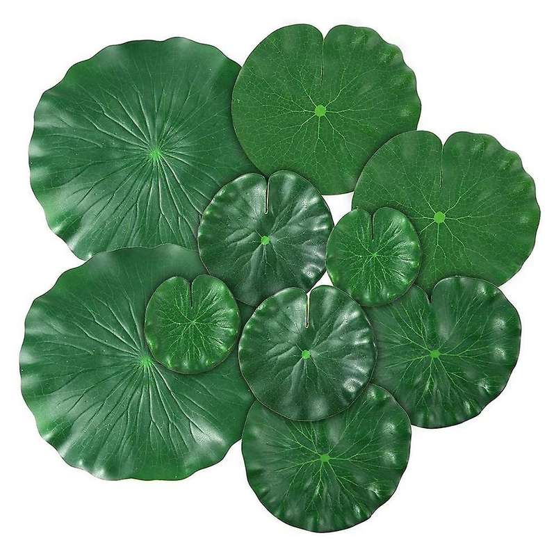 10 Pieces 5 Kinds Artificial Floating Foam Lotus Leaves Pads Artificial Foliage Pond Decor Compatibl