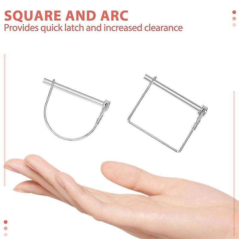 10 Pieces Shaft Locking Pin Safety Coupler Pin 1/4 Inch Diameter in 2 Shapes of Square and Arch (Sil