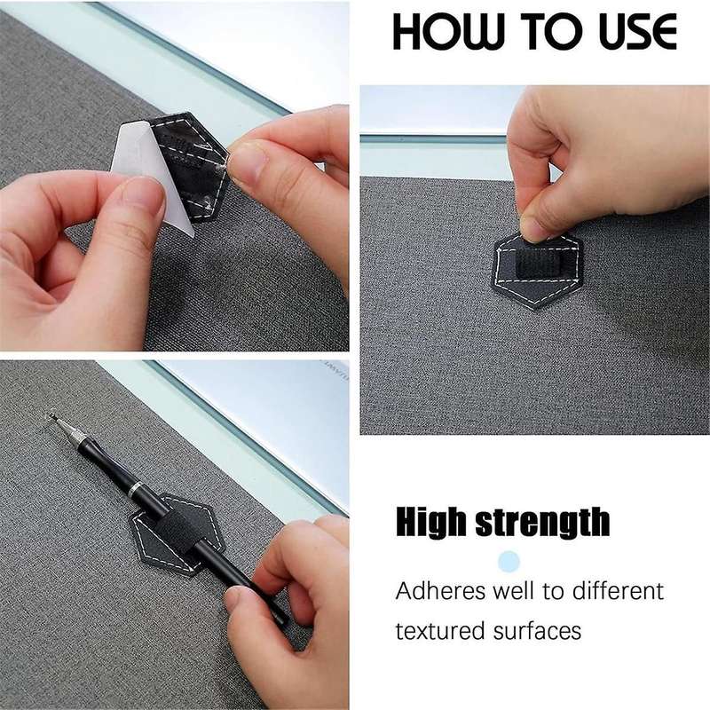 10 Pieces Self Adhesive Pen Holders for Notebook Hexagon Elastic Journal PU Leather Pen Holders Loop