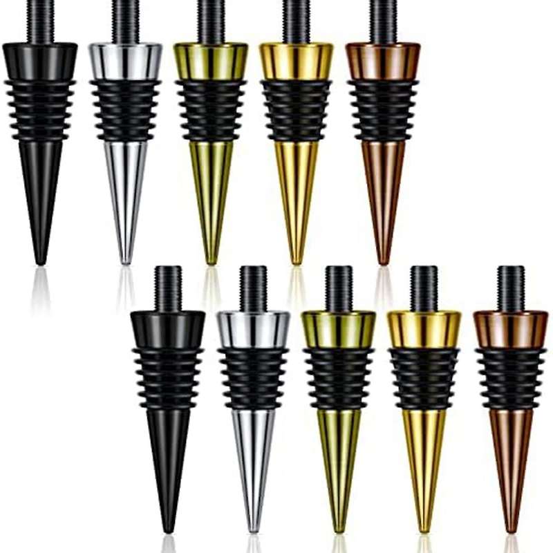 10 Pieces Bottle Stopper with Threaded Post Metal Wine Stopper Inserts Set Hardware for Wood Turnin