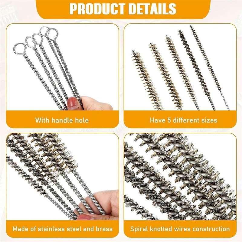 10 Pieces Wire Tube Brushes for Cleaning Pipe Tube Brass Brush Brass Pipe Cleaning Brush Wire Pipe C
