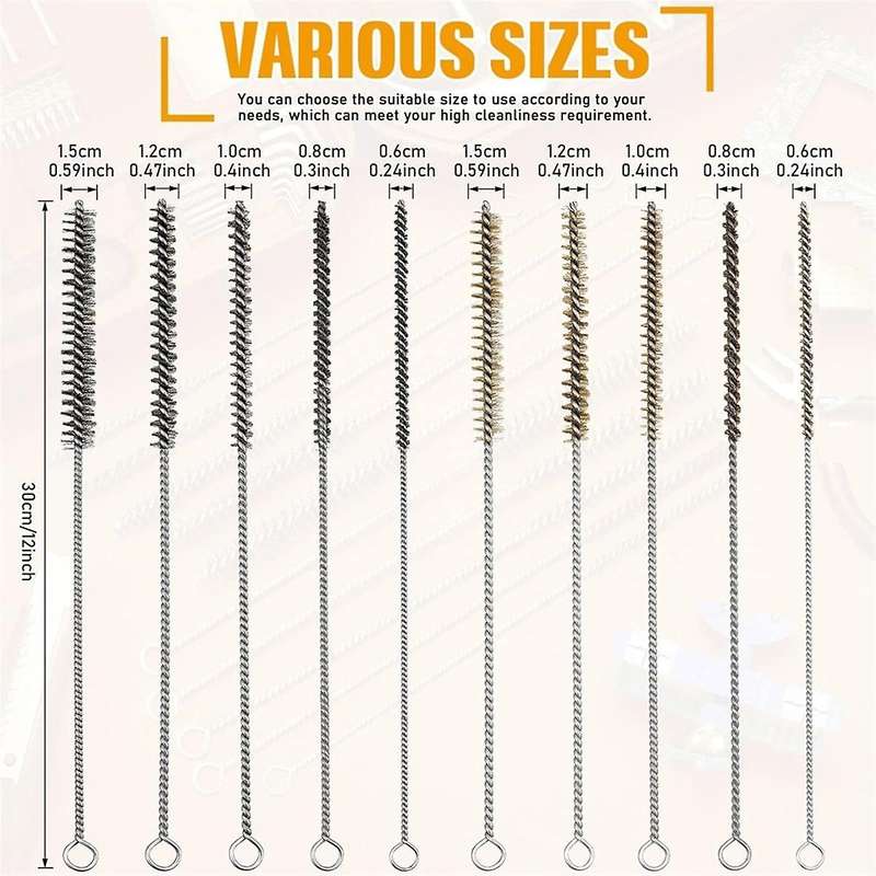 10 Pieces Wire Tube Brushes for Cleaning Pipe Tube Brass Brush Brass Pipe Cleaning Brush Wire Pipe C
