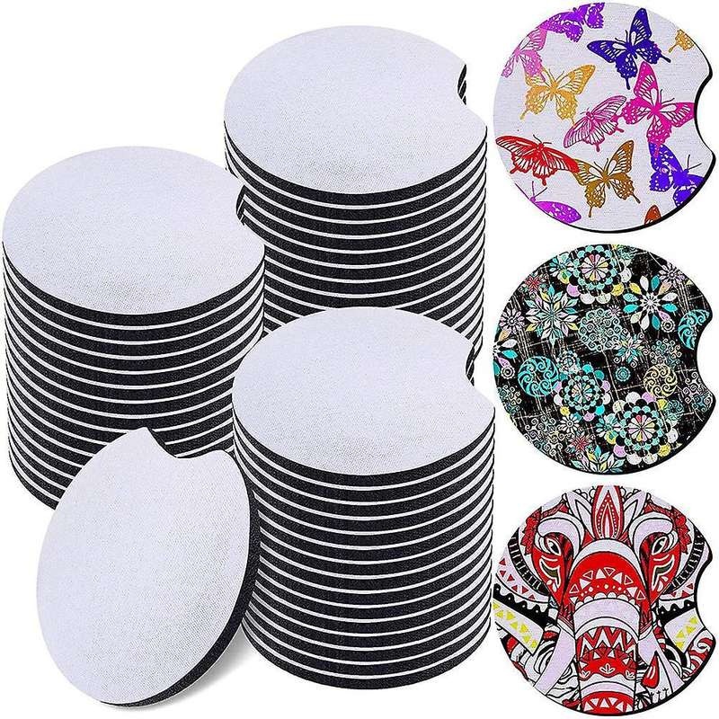 10 Pieces Sublimation Coasters Blanks Sublimation Car Cup Coasters 2.75 Inch Heat Press Car Cup Hold