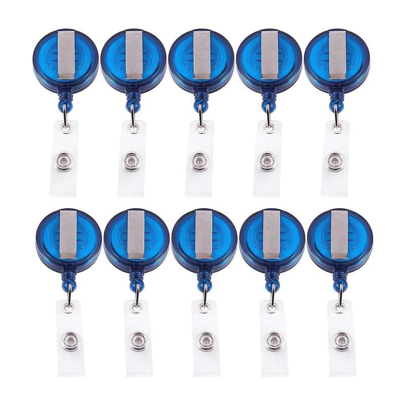 10 Retractable Reel Id Badge Lanyard Name Tag Key Card Holder Belt Clip Color:blue Amount:10 Pcs