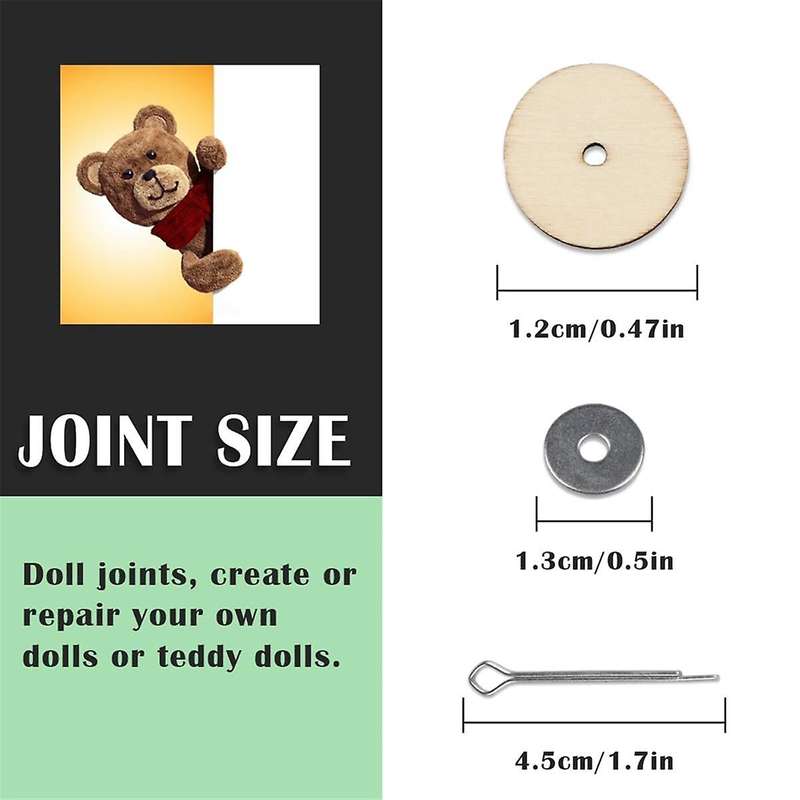 10 Sets Doll Joint Connectors Cotter Pin Joints and Wooden Fibreboard Disks Movable Engage Bolt Doll
