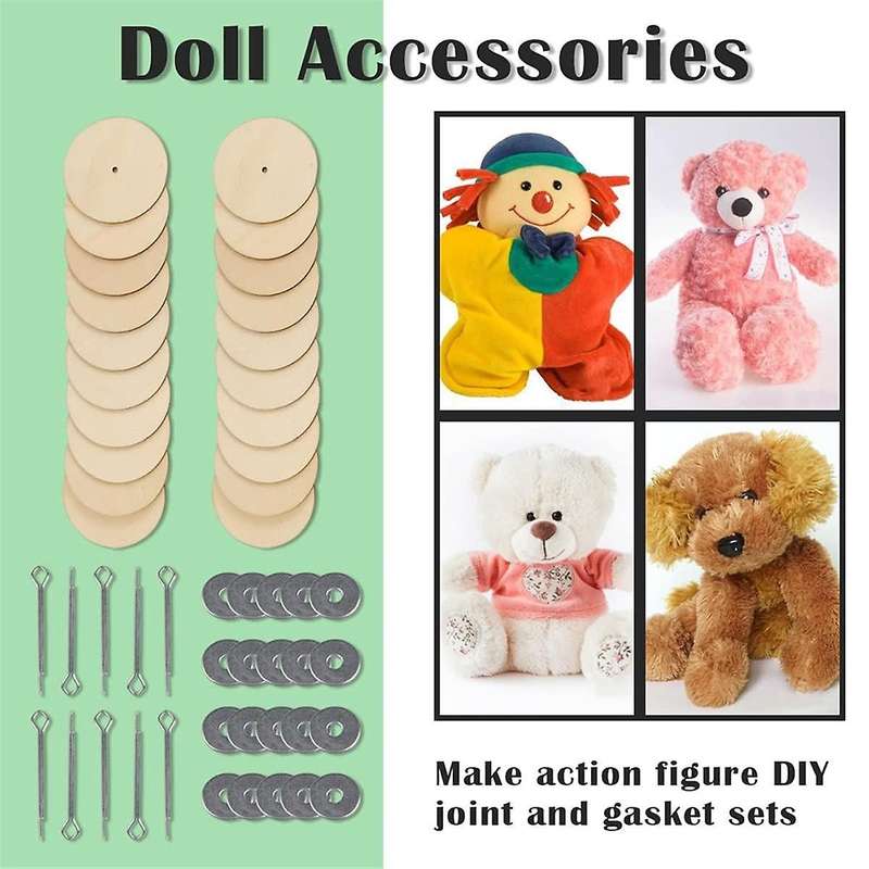 10 Sets Doll Joint Connectors Cotter Pin Joints and Wooden Fibreboard Disks Movable Engage Bolt Doll