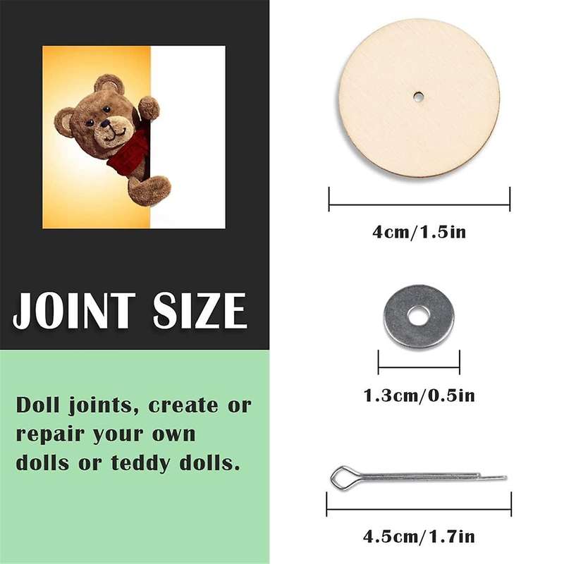 10 Sets Doll Joint Connectors Cotter Pin Joints and Wooden Fibreboard Disks Movable Engage Bolt Doll