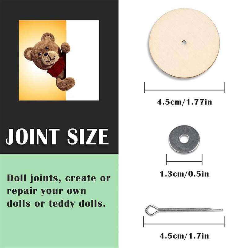 10 Sets Doll Joint Connectors Cotter Pin Joints and Wooden Fibreboard Disks Movable Engage Bolt Doll