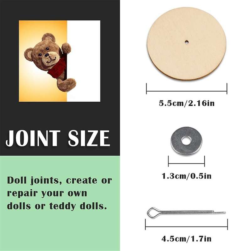 10 Sets Doll Joint Connectors Cotter Pin Joints and Wooden Fibreboard Disks Movable Engage Bolt Doll