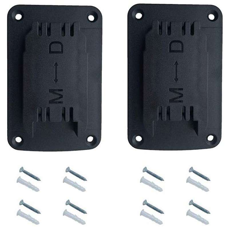 10 Sets of Tool Mounting Brackets for 20V 12V Lithium Battery with Stainless Steel Screws (Black)