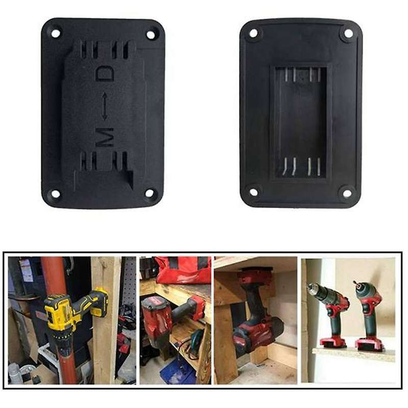 10 Sets of Tool Mounting Brackets for 20V 12V Lithium Battery with Stainless Steel Screws (Black)