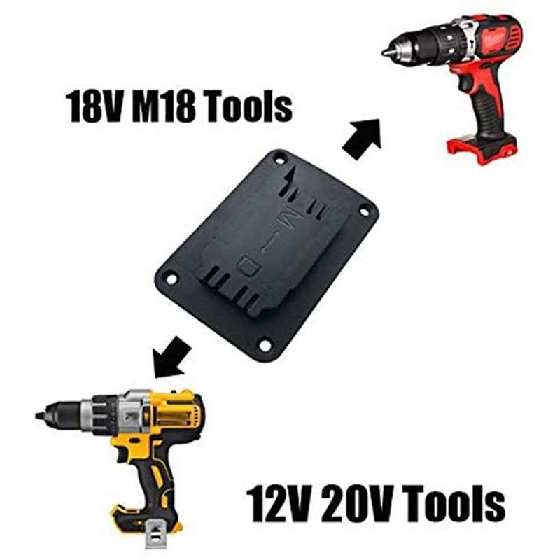 10 Sets of Tool Mounting Brackets for 20V 12V Lithium Battery with Stainless Steel Screws (Black)