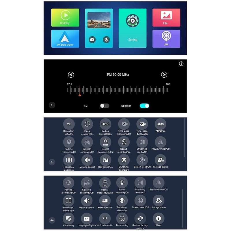 10.26In 4K DVR Car Monitor Carplay Android Auto Dashboard ADAS Dash Cam Dual Cameras GPS Navigation
