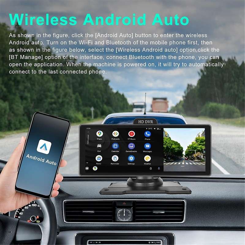 10.26In 4K DVR Car Monitor Carplay Android Auto Dashboard ADAS Dash Cam Dual Cameras GPS Navigation