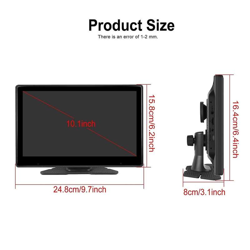 10.1Inch Touch Screen Wireless Carplay & Android Auto Portable Car Multimedia Player 4K DVR Dash Cam
