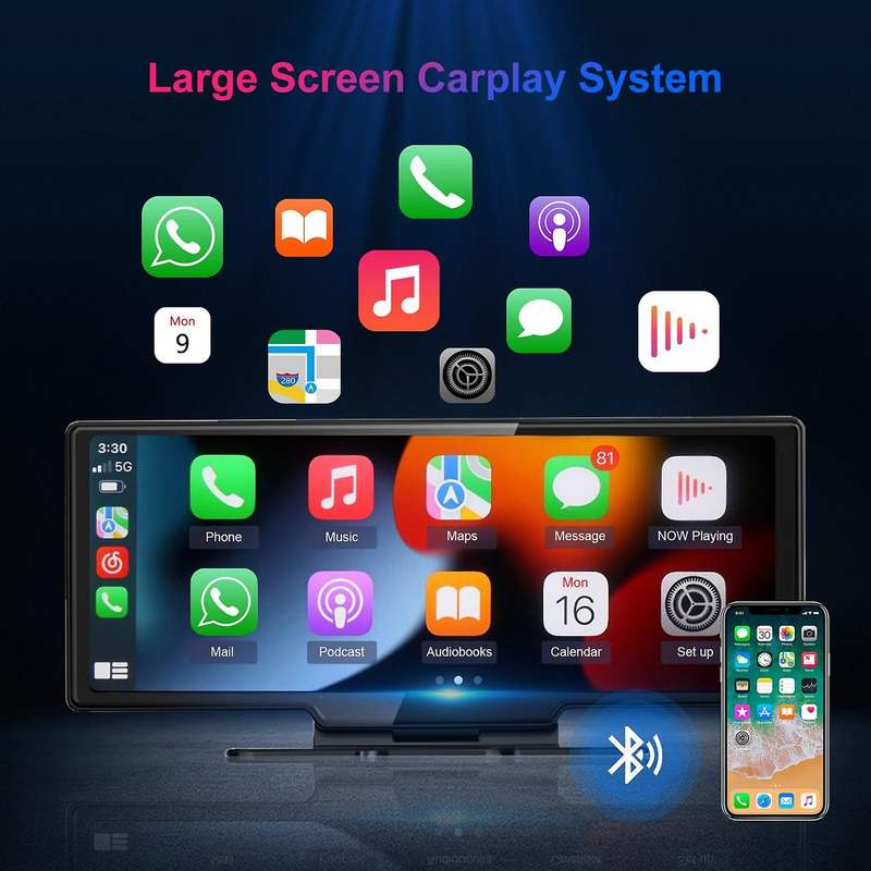 10.26 Inch 4k Car Camera Dash Cam Carplay Android Auto Rearview Mirror Video Recording Wifi Loop Re
