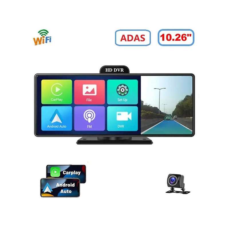 10.26inch Wireless CarPlay & Android Auto Dash Cam ADAS 4K DVRs Bluetooth Audio AUX GPS Navigation