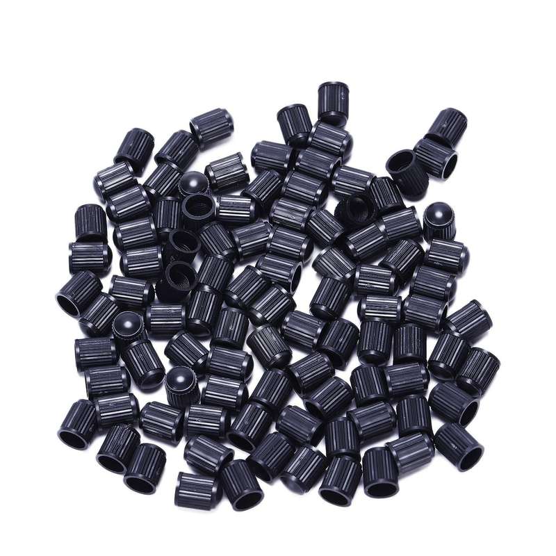 100 - Black Plastic Replacement Valve . Cars, Trucks, Motorcycles, ATV. Tire .