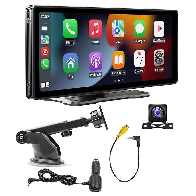 10.26Inch Wireless Carplay & Android Auto Stereo with AHD Backup Camera, Portable Car Radio Bluetoot