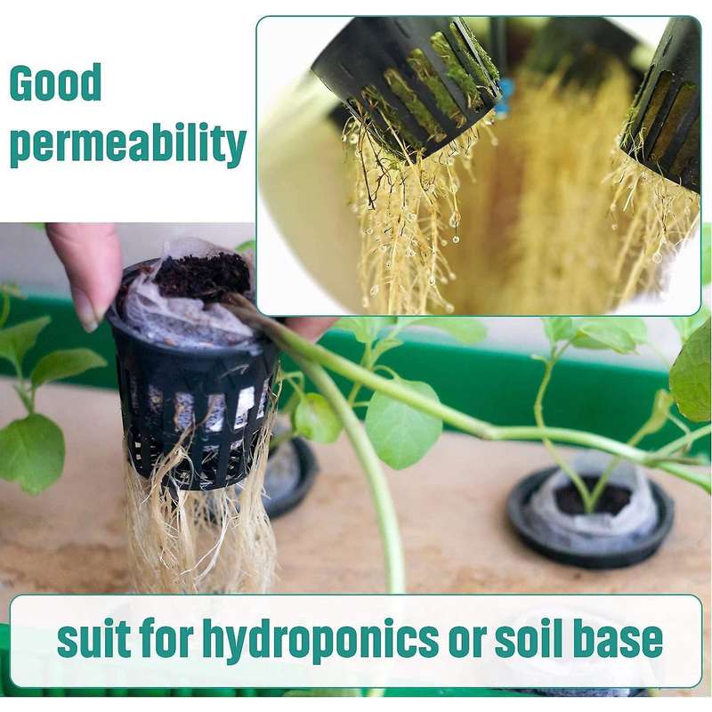 100 Pack 2.36 Inch Cups Slotted Mesh Wide Lip Filter Plant Net Pot