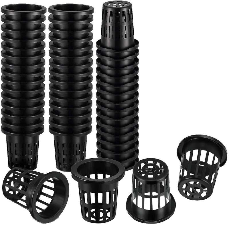 100 Pack 1.77 Inch Net Cups Slotted Mesh Wide Lip Filter Plant Net Pot Bucket Basket for Hydroponics