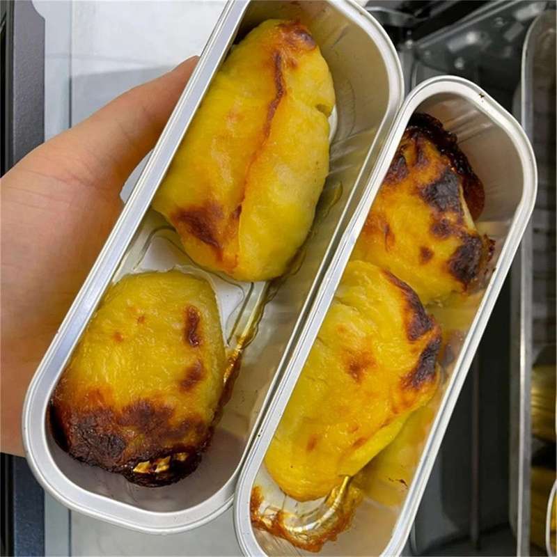 100 Pack Mini Cake Pans with Lids Mini Loaf Baking Pans Aluminum Foil Long Baking Cups Mini Loaf Pan