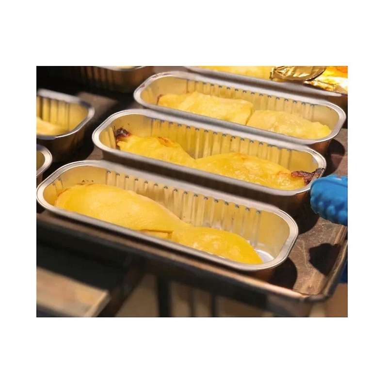 100 Pack Mini Cake Pans with Lids Mini Loaf Baking Pans Aluminum Foil Long Baking Cups Mini Loaf Pan
