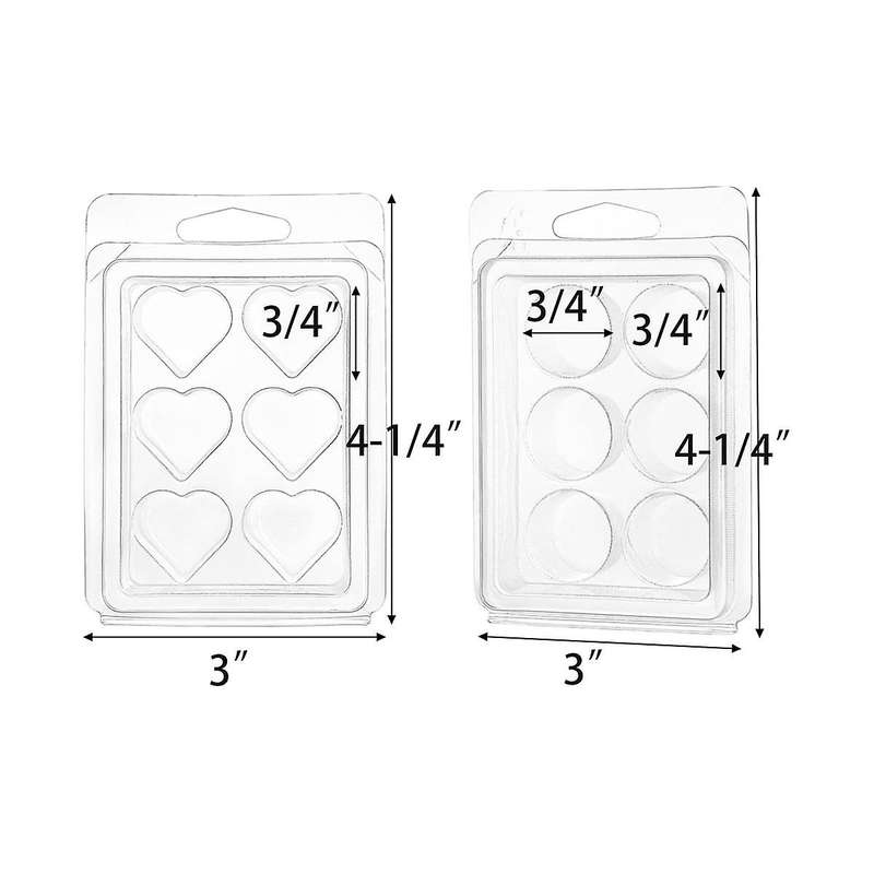 100 Pack Wax Melt Clamshell Mold, 6-cavity Clear Empty Plastic Wax Melt Container for Diy Wax Melt ,
