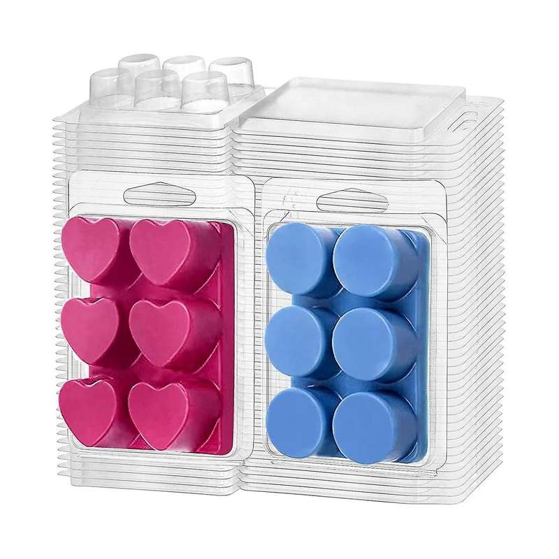 100 Pack Wax Melt Clamshell Mold, 6-cavity Clear Empty Plastic Wax Melt Container for Diy Wax Melt ,