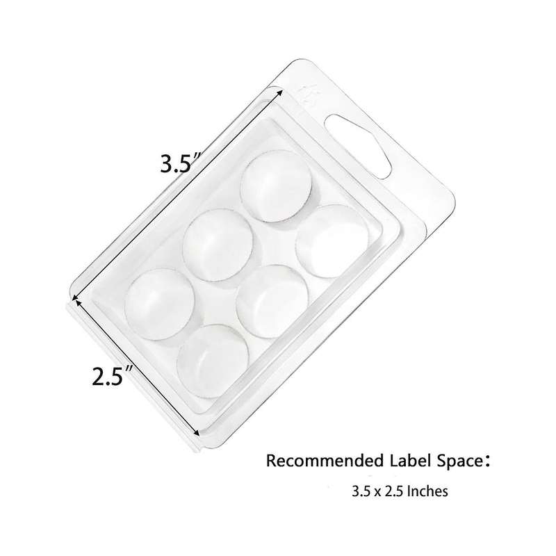 100 Pack Wax Melt Clamshell Mold, 6-cavity Clear Empty Plastic Wax Melt Container for Diy Wax Melt ,