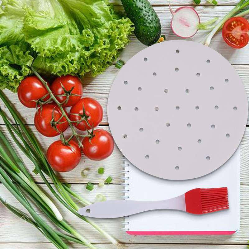 100 Pack Parchment Paper Liners - 9 Inch Non Stick Parchment Paper for - Cut Round Perforated