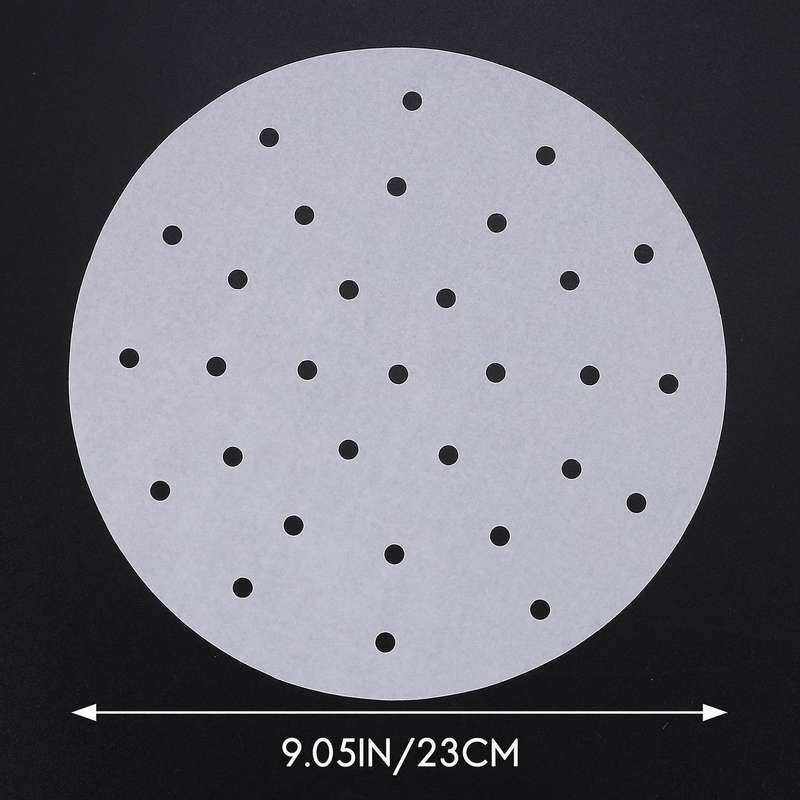 100 Pack Parchment Paper Liners - 9 Inch Non Stick Parchment Paper for - Cut Round Perforated