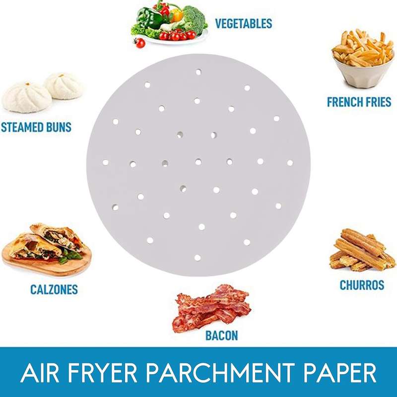100 Pack Parchment Paper Liners - 9 Inch Non Stick Parchment Paper for - Cut Round Perforated