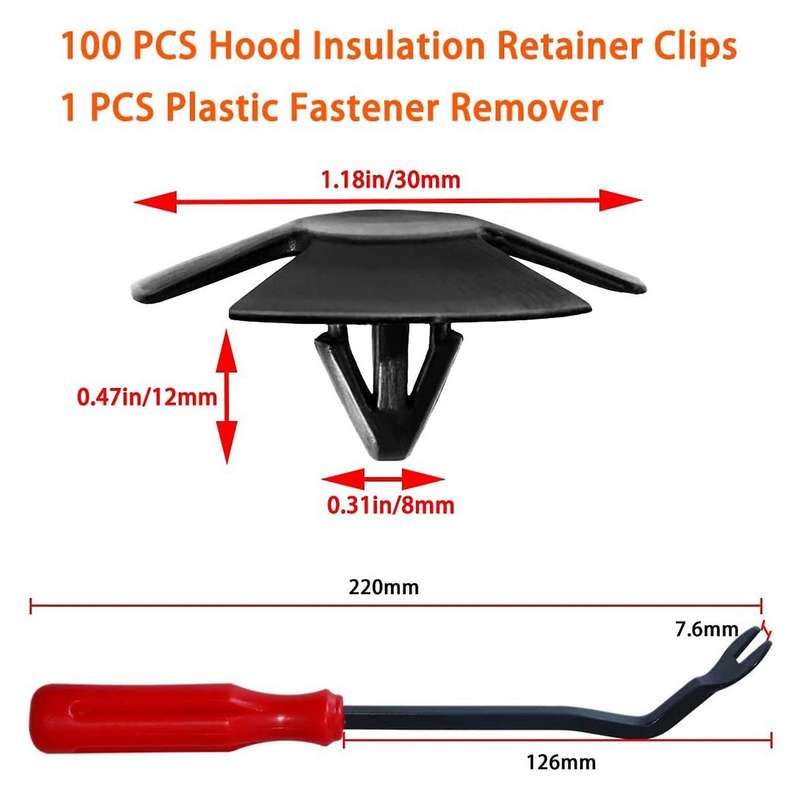 100 Pcs Car Bumper Hood Insulation Cover Retainer Clips for ,,,Ram,4878883AA with 1Pcs Fastener Remo