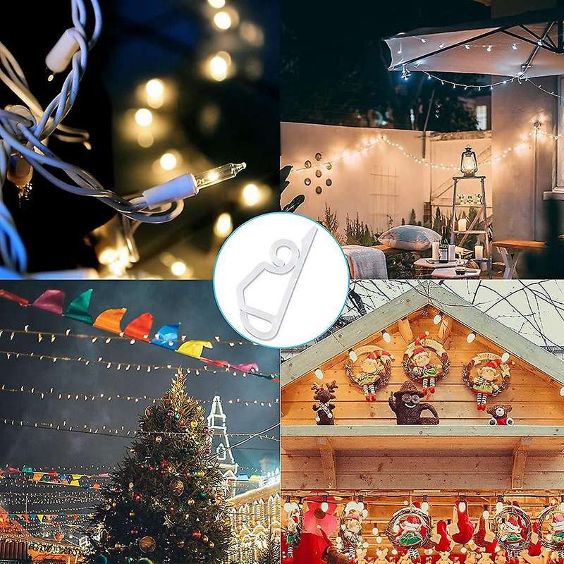 100 Pcs Christmas Light Gutter Eavestrough Clips Plastic Xmas Light Hanging Hooks for Christmas Hall