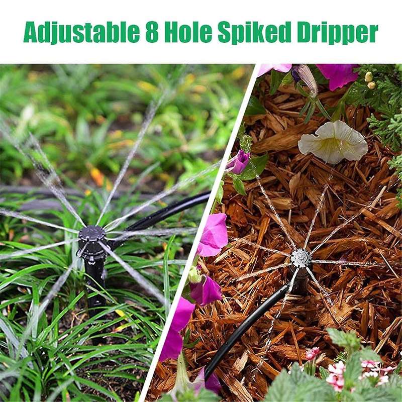 100 Pcs 4/7mm Tube Compatible Adjustable 360 Drip Emitters Set, Efficient Drip Irrigation System