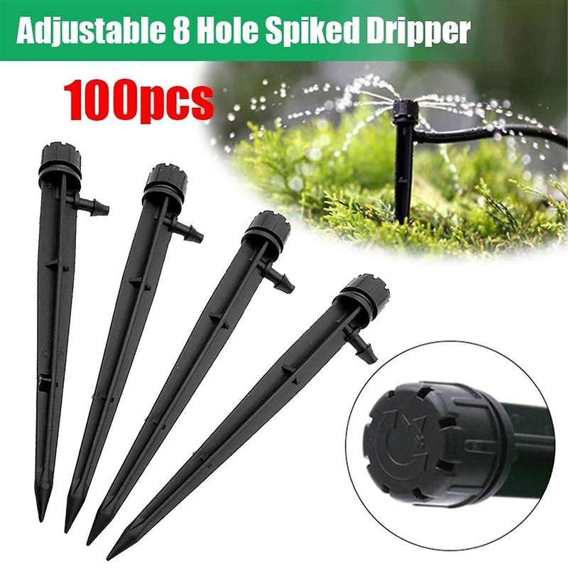 100 Pcs 4/7mm Tube Compatible Adjustable 360 Drip Emitters Set, Efficient Drip Irrigation System