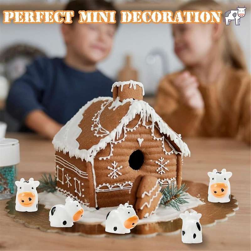100 Pcs Mini Cow Figurines Resin Cow Miniature Animals Figurines Fairy Garden Miniature Moss Landsca